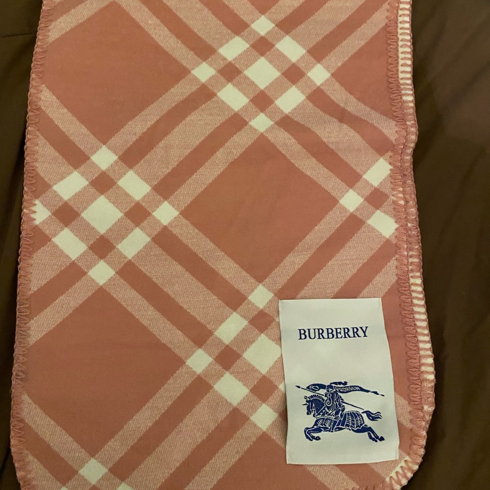 Burberry Coral and White Checkered Scarf - Picture 2 of 4